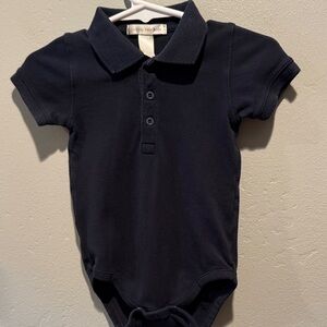 Pottery Barn Kids Dark Navy Blue Polo Bodysuit Baby Cotton Collared Onesie